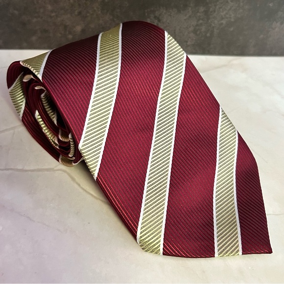 Elegant Red and Gold Striped Men's 56” Tie - Picture 1 of 3